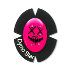 The Purge Kunststoff Knieschleifer in Pink mit schwarzem Face. Das Lederklett besteht aus Wildleder und einem DymoStar Schriftzug. Das Titan sorgt für starke Funken.