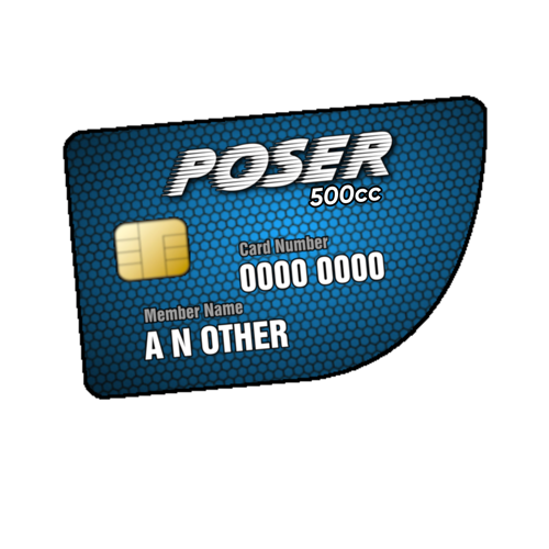 Blaue 500cc Gutschein Karte für Knieschleifer Onlineshop